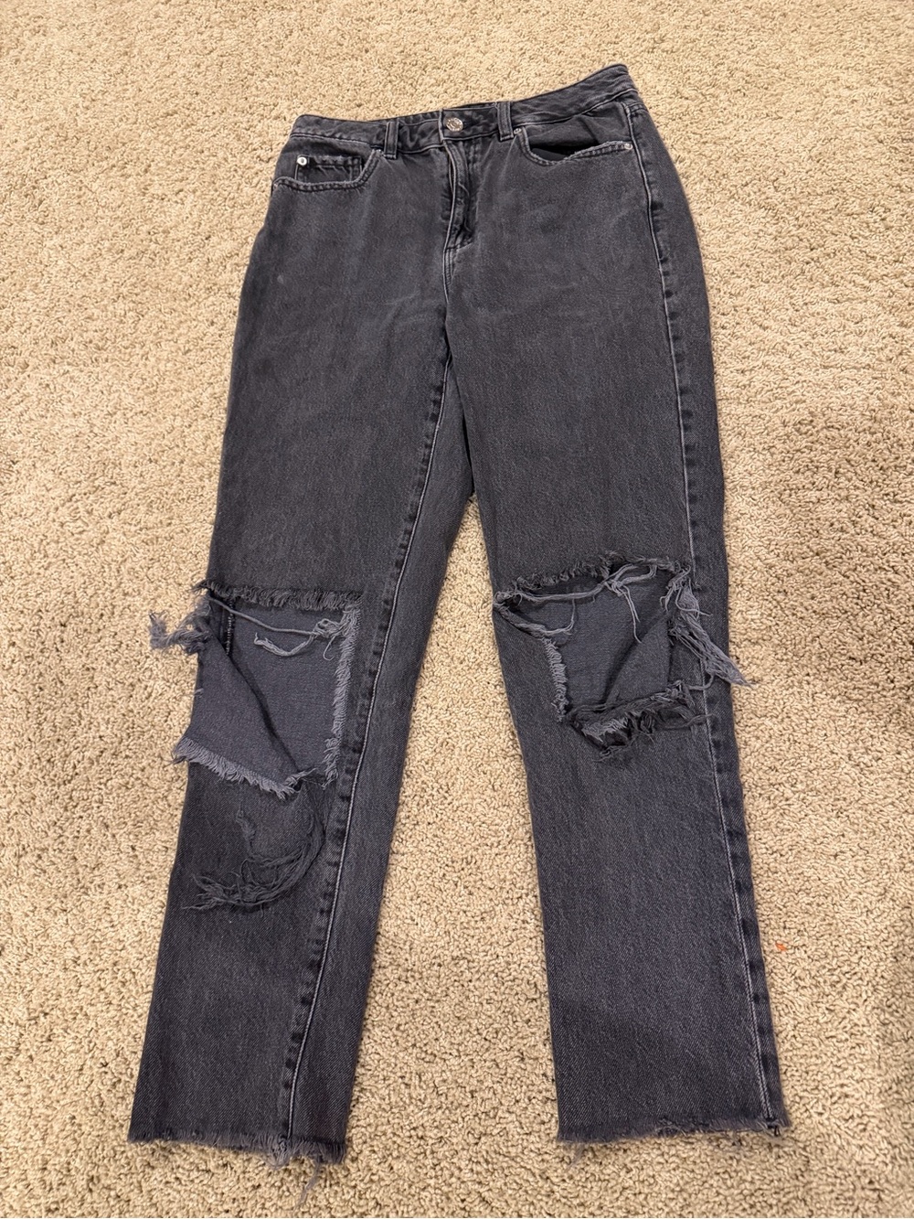 Garage High-Rise Black Washed Straight-Leg Jeans